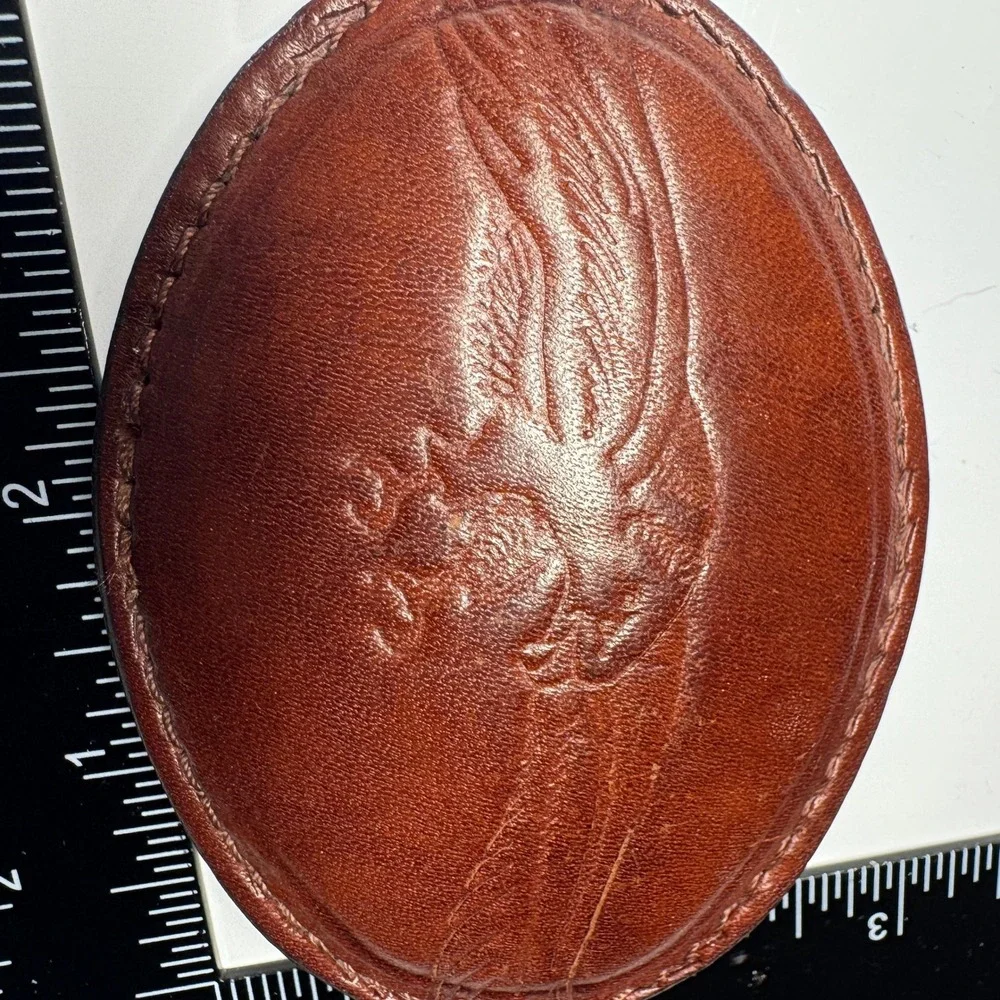 Vintage Leather Belt‎ Buckle Brown Embossed Eagle Talon Western Style